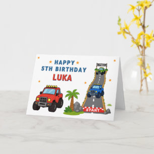 Tarjeta Cumpleaños Feliz Niños Camión Monstruo