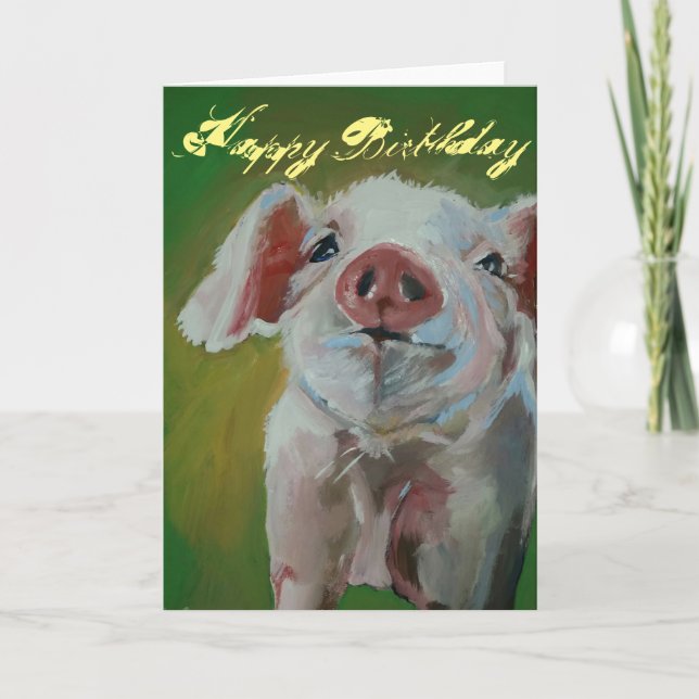 Tarjeta Cumpleaños Feliz para el cerdito (Anverso)