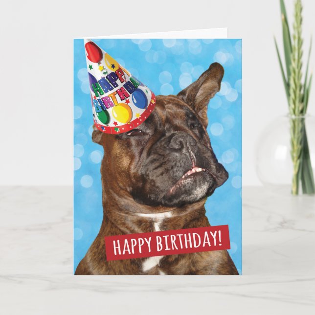Tarjeta Cumpleaños feliz para el Fiesta animal Boxer Dog (Anverso)