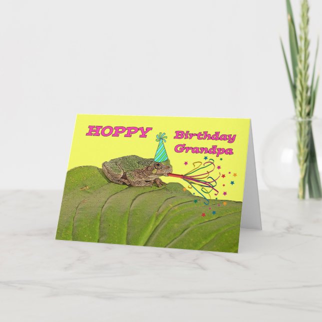 Tarjeta Cumpleaños feliz para la rana del Fiesta del abuel (Anverso)