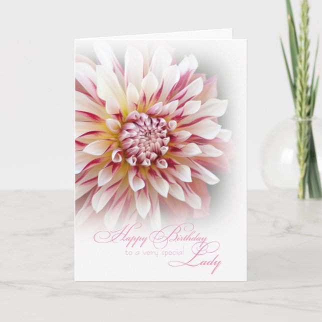 Tarjeta Cumpleaños feliz para Lady Card/ Dahlia (Anverso)