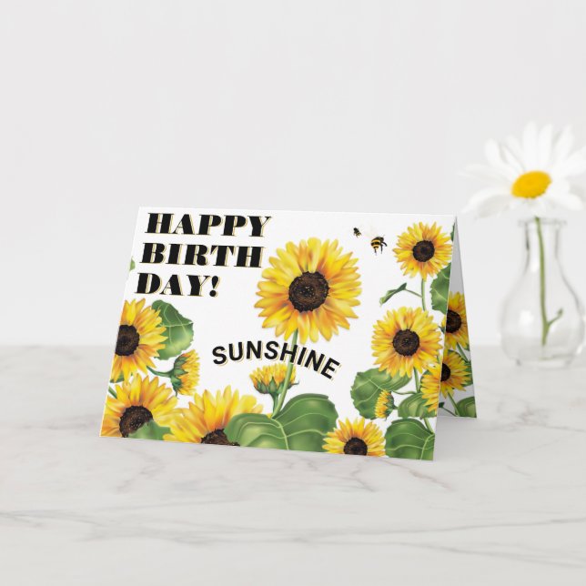 Tarjeta Cumpleaños Feliz para los Girasoles (Planta pequeña)