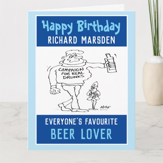 Tarjeta Cumpleaños feliz para un amante de la cerveza o be (Anverso)