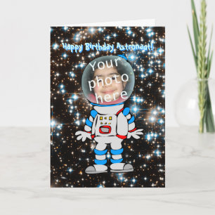 Tarjeta Cumpleaños feliz para un niño astronauta