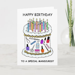 Tarjeta Cumpleaños feliz para un técnico de uñas manicuris