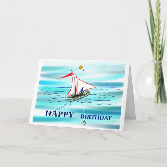 Tarjeta Cumpleaños feliz - paseos en bote (Anverso)