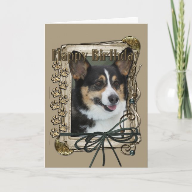 Tarjeta Cumpleaños feliz - Paws de piedra - Corgi (Anverso)