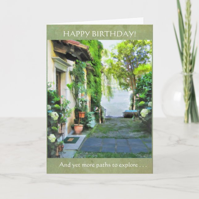 Tarjeta Cumpleaños feliz — pero más caminos para explorar (Anverso)