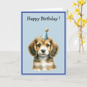 Tarjeta Cumpleaños Feliz Perrito Marrón Aquarela Adorable