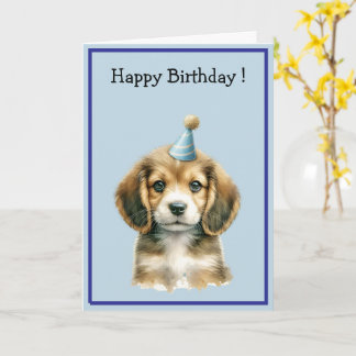 Tarjeta Cumpleaños Feliz Perrito Marrón Aquarela Adorable