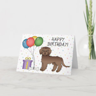 Tarjeta Cumpleaños Feliz Perrito Mini Goldendoodle de Choc