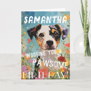 Tarjeta Cumpleaños feliz perro lindo y adorable