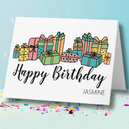 Tarjeta Cumpleaños Feliz Personalizado Colorido