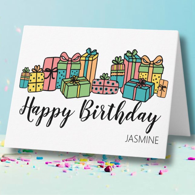 Tarjeta Cumpleaños Feliz Personalizado Colorido (Personalized Cute Colorful Classic Happy Birthday Card)