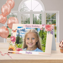 Cumpleaños Feliz Personalizado con Foto Floral Bon