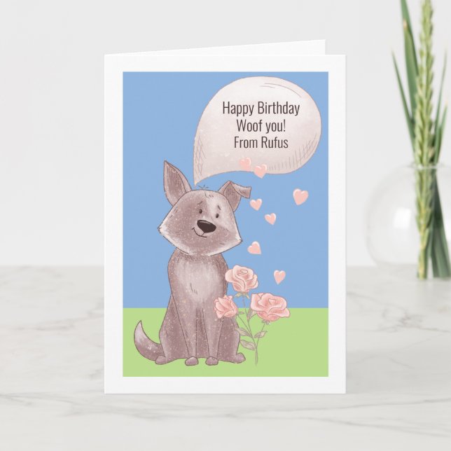 Tarjeta Cumpleaños Feliz Personalizado Del Perro (Anverso)