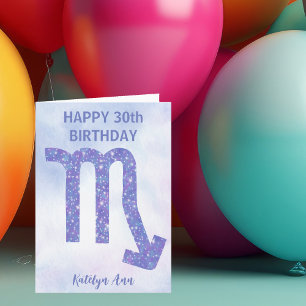 Tarjeta Cumpleaños Feliz Personalizado en Morado para Esco