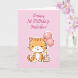 Tarjeta Cumpleaños Feliz Personalizado Niña 1er Cumpleaños