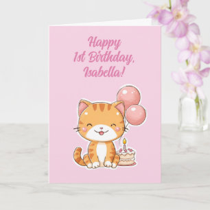 Tarjeta Cumpleaños Feliz Personalizado Niña 1er Cumpleaños