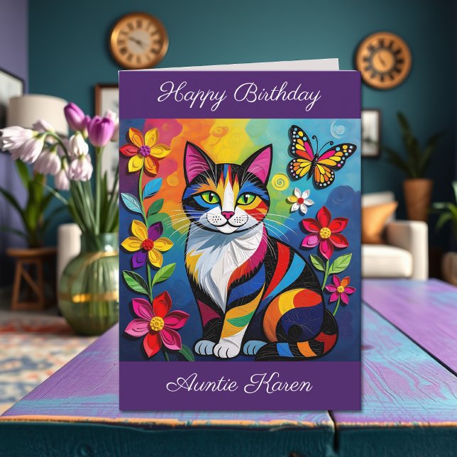 Tarjeta Cumpleaños Feliz Personalizado para Ella | Gato Ad (Subido por el creador)