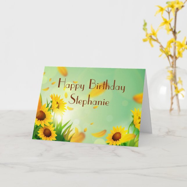 Tarjeta Cumpleaños Feliz Personalizado para Ella Girasoles (flor amarilla)