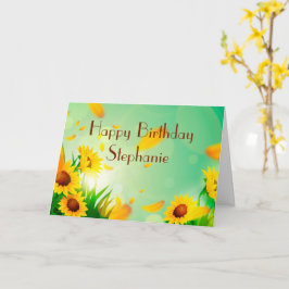 Tarjeta Cumpleaños Feliz Personalizado para Ella Girasoles