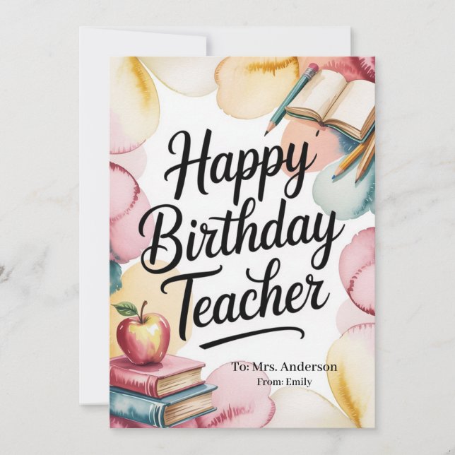 Tarjeta Cumpleaños Feliz Personalizado para Maestro (Anverso)