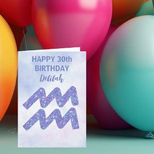 Tarjeta Cumpleaños feliz personalizado signo de Acuario mo