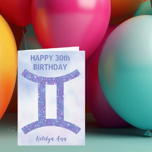 Tarjeta Cumpleaños feliz personalizado signo Géminis lindo