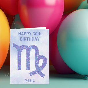Tarjeta Cumpleaños feliz personalizado signo Virgo morado