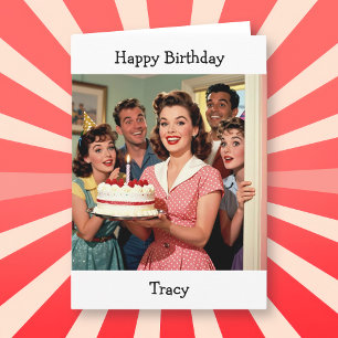 Tarjeta Cumpleaños Feliz Personalizado Vintage de mediad