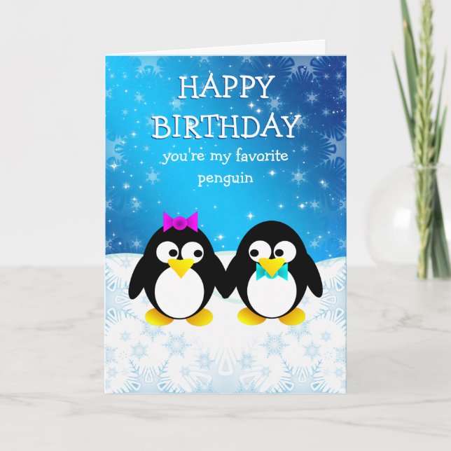 Tarjeta Cumpleaños Feliz Pingüino (Anverso)
