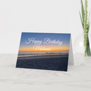 Tarjeta Cumpleaños Feliz Playa de la puesta del sol