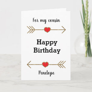 Tarjeta Cumpleaños Feliz Primo Rojo y Dorado