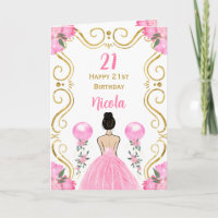Cumpleaños Feliz Princesa de Cabello Marrón Rosa