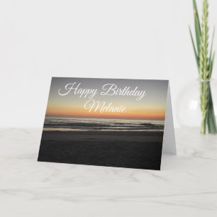 Tarjeta Cumpleaños Feliz Puesta de Sol en la Playa Costera