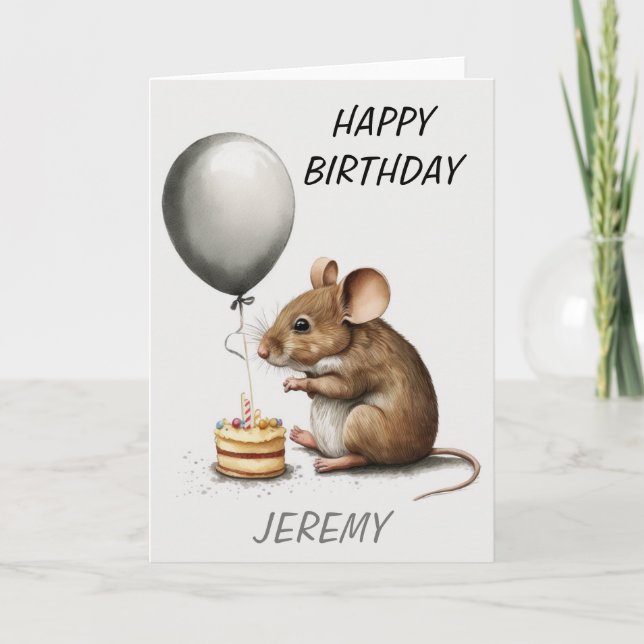 Tarjeta Cumpleaños Feliz Ratón Personalizado  (Anverso)