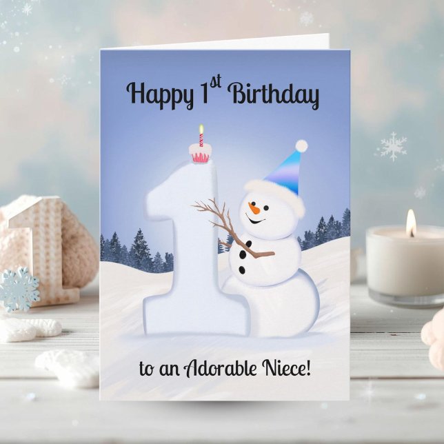 Tarjeta Cumpleaños Feliz Sobrina 1 Snowman Building (Subido por el creador)