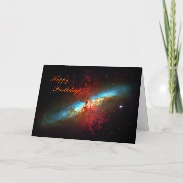 Tarjeta Cumpleaños Feliz - Una Galaxia Starburst (Anverso)