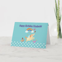 Cumpleaños Feliz Unicornio Arcoíris Nubes y Flores