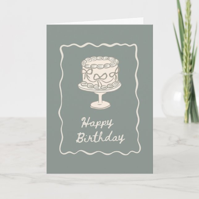 Tarjeta Cumpleaños feliz Verde Oliva  (Anverso)