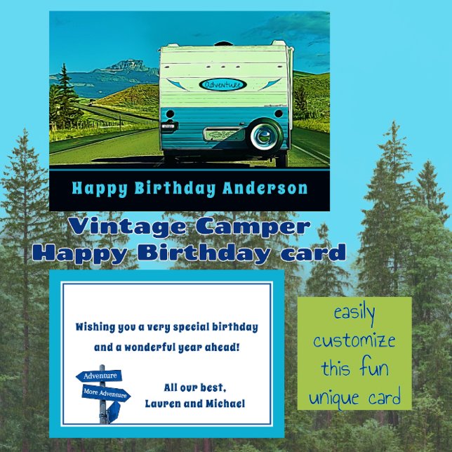 Tarjeta Cumpleaños Feliz Viaje en Caravana Antigua (Subido por el creador)