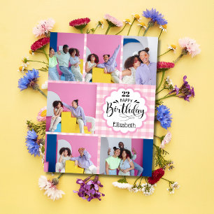 Tarjeta Cumpleaños femenino de cualquier edad con collage 