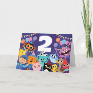 Tarjeta Cumpleaños festivo de personajes súper simples