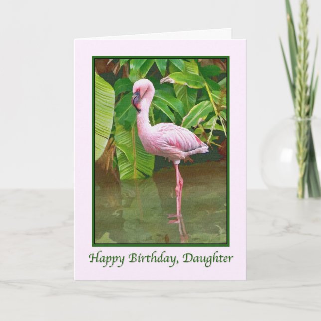 Tarjeta Cumpleaños, Flamingo Rosa, Hija (Anverso)