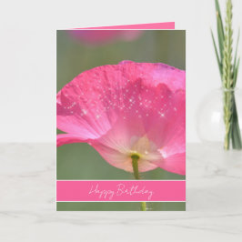 Tarjeta Cumpleaños Flor de Amapola Rosa Bonita de Islandia