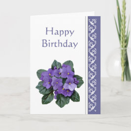 Tarjeta Cumpleaños, flor de la púrpura de la violeta