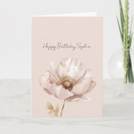 Tarjeta Cumpleaños Flor de Rubor Crema Rosa
