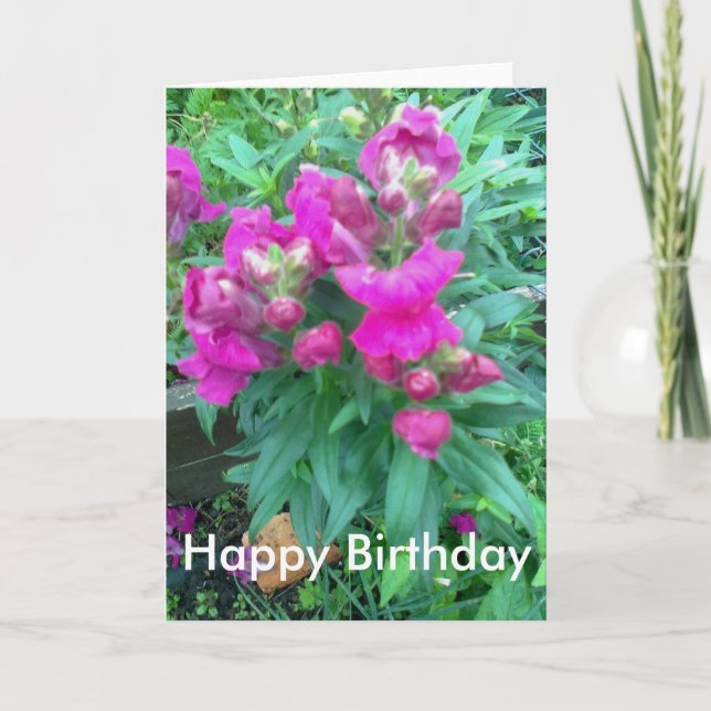 Tarjeta Cumpleaños. Flor de Snapdragon. (Anverso)