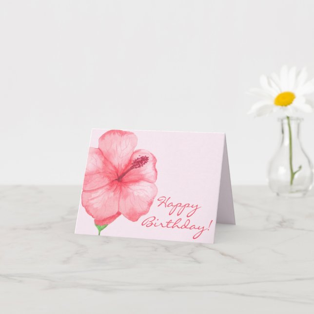 Tarjeta Cumpleaños | Flor tropical hibiscus (Planta pequeña)